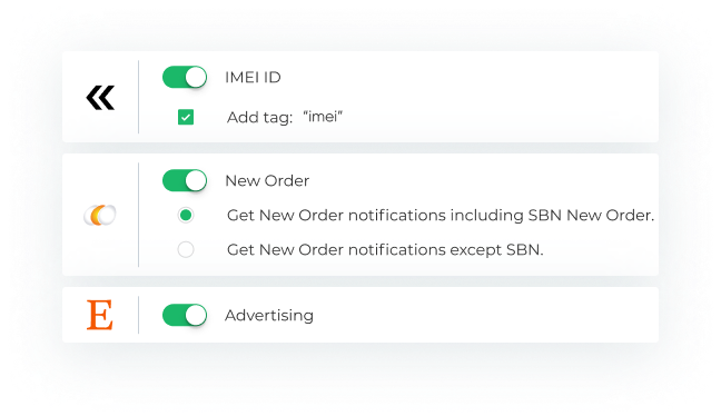 Examples of ChannelReply’s Back Market, Newegg and Etsy Notifications